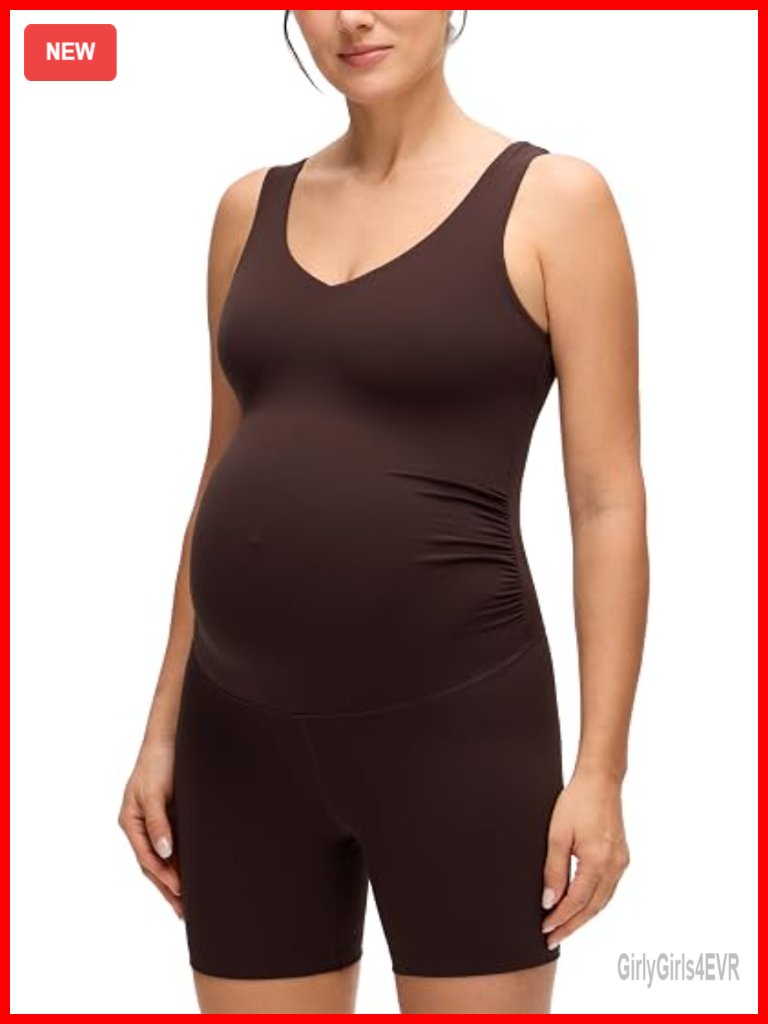 Maternity Butterluxe Workout Romper With V Neck And Shorts